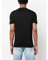 schwarzes besticktes T-Shirt mit einem Rundhalsausschnitt von Versace