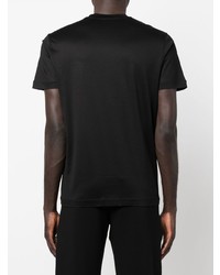 schwarzes besticktes T-Shirt mit einem Rundhalsausschnitt von Emporio Armani