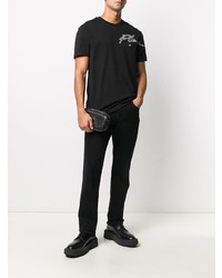 schwarzes besticktes T-Shirt mit einem Rundhalsausschnitt von Philipp Plein