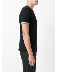 schwarzes besticktes T-Shirt mit einem Rundhalsausschnitt von Alexander McQueen