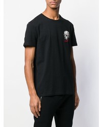 schwarzes besticktes T-Shirt mit einem Rundhalsausschnitt von Alexander McQueen