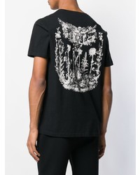 schwarzes besticktes T-Shirt mit einem Rundhalsausschnitt von Alexander McQueen