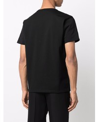 schwarzes besticktes T-Shirt mit einem Rundhalsausschnitt von Alexander McQueen