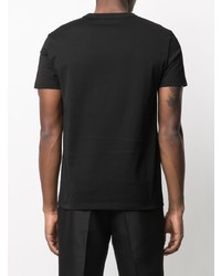 schwarzes besticktes T-Shirt mit einem Rundhalsausschnitt von Alexander McQueen