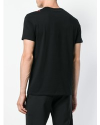 schwarzes besticktes T-Shirt mit einem Rundhalsausschnitt von Alexander McQueen