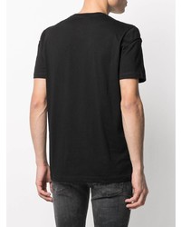 schwarzes besticktes T-Shirt mit einem Rundhalsausschnitt von Diesel