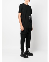 schwarzes besticktes T-Shirt mit einem Rundhalsausschnitt von Rick Owens DRKSHDW