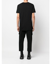 schwarzes besticktes T-Shirt mit einem Rundhalsausschnitt von Rick Owens DRKSHDW