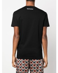 schwarzes besticktes T-Shirt mit einem Rundhalsausschnitt von DSQUARED2