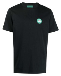 schwarzes besticktes T-Shirt mit einem Rundhalsausschnitt von Societe Anonyme