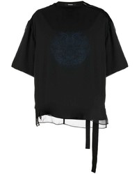schwarzes besticktes T-Shirt mit einem Rundhalsausschnitt von SONGZIO