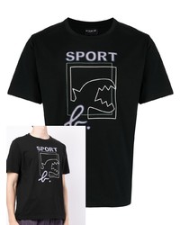 schwarzes besticktes T-Shirt mit einem Rundhalsausschnitt von SPORT b. by agnès b.