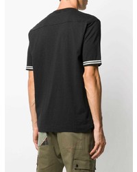 schwarzes besticktes T-Shirt mit einem Rundhalsausschnitt von Stone Island