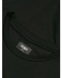 schwarzes besticktes T-Shirt mit einem Rundhalsausschnitt von Fendi