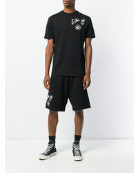 schwarzes besticktes T-Shirt mit einem Rundhalsausschnitt von McQ Alexander McQueen