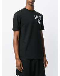 schwarzes besticktes T-Shirt mit einem Rundhalsausschnitt von McQ Alexander McQueen