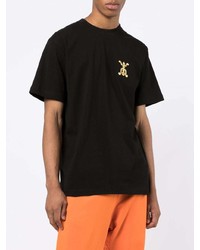 schwarzes besticktes T-Shirt mit einem Rundhalsausschnitt von Clot