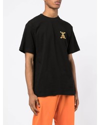 schwarzes besticktes T-Shirt mit einem Rundhalsausschnitt von Clot