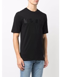 schwarzes besticktes T-Shirt mit einem Rundhalsausschnitt von Moschino