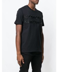 schwarzes besticktes T-Shirt mit einem Rundhalsausschnitt von McQ Alexander McQueen