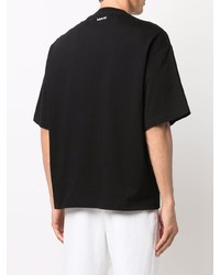 schwarzes besticktes T-Shirt mit einem Rundhalsausschnitt von Lanvin