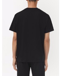 schwarzes besticktes T-Shirt mit einem Rundhalsausschnitt von Burberry