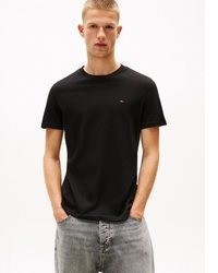 schwarzes besticktes T-Shirt mit einem Rundhalsausschnitt von Tommy Jeans