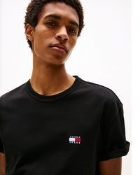 schwarzes besticktes T-Shirt mit einem Rundhalsausschnitt von Tommy Jeans