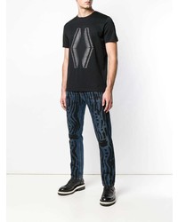 schwarzes besticktes T-Shirt mit einem Rundhalsausschnitt von Diesel Black Gold