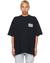 schwarzes besticktes T-Shirt mit einem Rundhalsausschnitt von Vetements