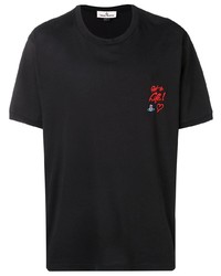 schwarzes besticktes T-Shirt mit einem Rundhalsausschnitt von Vivienne Westwood