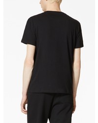 schwarzes besticktes T-Shirt mit einem Rundhalsausschnitt von Valentino