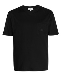 schwarzes besticktes T-Shirt mit einem Rundhalsausschnitt von Woolrich