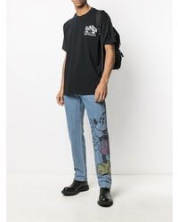 schwarzes besticktes T-Shirt mit einem Rundhalsausschnitt von Levi's