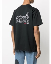 schwarzes besticktes T-Shirt mit einem Rundhalsausschnitt von Levi's