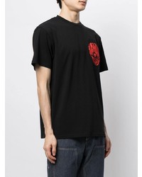 schwarzes besticktes T-Shirt mit einem Rundhalsausschnitt von JW Anderson