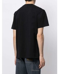 schwarzes besticktes T-Shirt mit einem Rundhalsausschnitt von JW Anderson