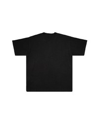 schwarzes besticktes T-Shirt mit einem Rundhalsausschnitt von Supreme