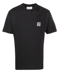 schwarzes besticktes T-Shirt mit einem Rundhalsausschnitt von Études
