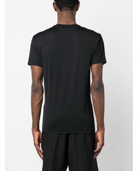 schwarzes besticktes T-Shirt mit einem V-Ausschnitt von Emporio Armani