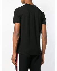 schwarzes besticktes T-Shirt mit einem V-Ausschnitt von Dolce & Gabbana Underwear