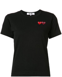 schwarzes besticktes T-shirt von Comme des Garcons