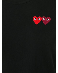 schwarzes besticktes T-shirt von Comme des Garcons