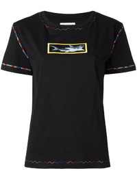 schwarzes besticktes T-shirt von J.W.Anderson