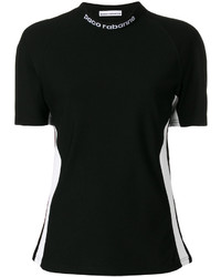 schwarzes besticktes T-shirt von Paco Rabanne