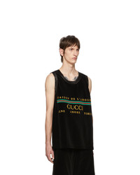 schwarzes besticktes Trägershirt von Gucci