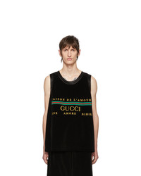 schwarzes besticktes Trägershirt von Gucci
