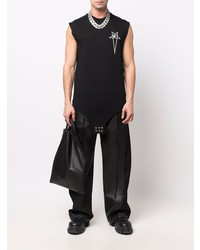 schwarzes besticktes Trägershirt von Rick Owens