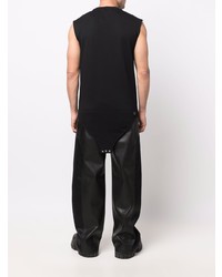 schwarzes besticktes Trägershirt von Rick Owens