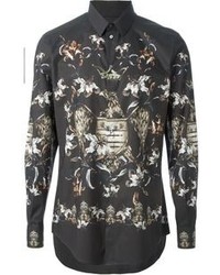 schwarzes Businesshemd mit Blumenmuster von Dolce & Gabbana